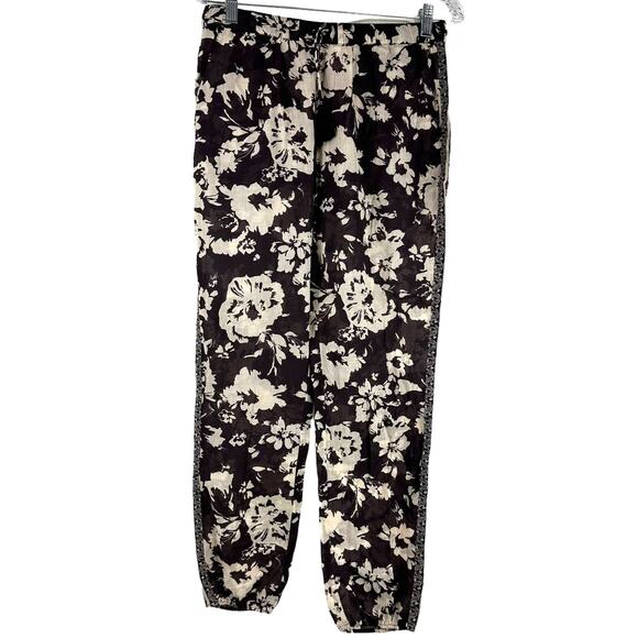 ba&sh NWT Dyno Printed Pants 100% Cotton Carbon Floral Print Size S Pull-On - Picture 3 of 10